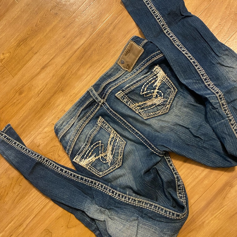 Silver skinny jeans
